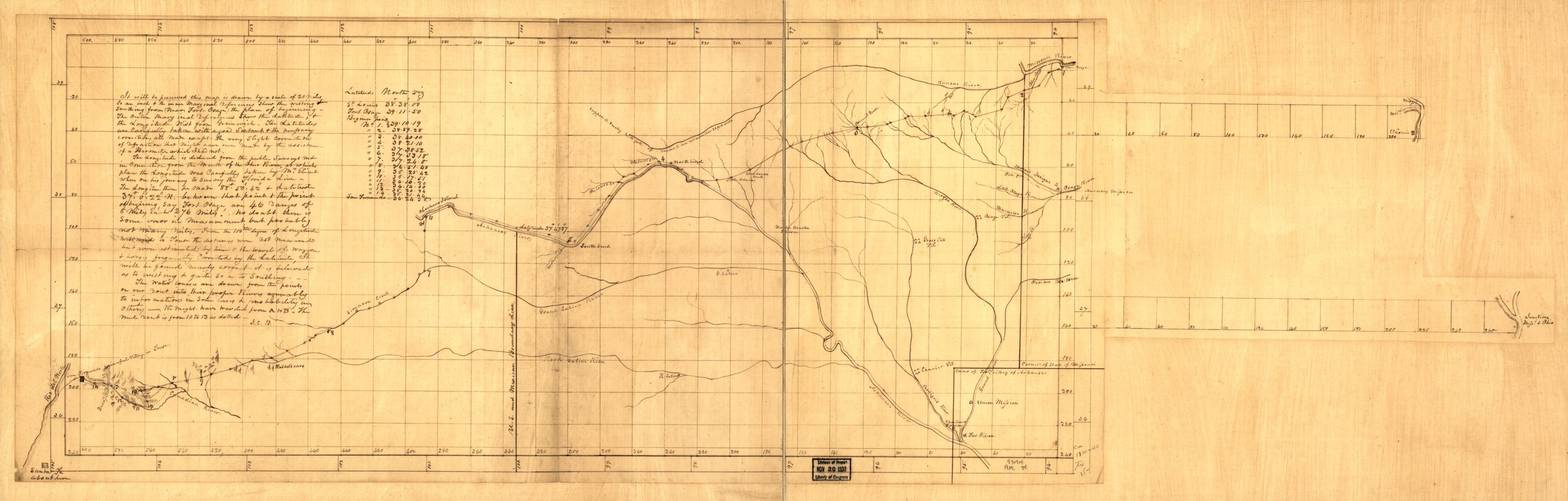 This old map of Santa Fe Route from 1825 was created by J. C. (Joseph C.) Brown, George Champlin Sibley in 1825