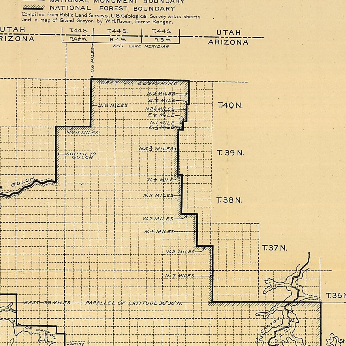This old map of Grand Canyon National Monument Within Grand Canyon National Forest Arizona from 1908 was created by  United States. National Forest Service in 1908