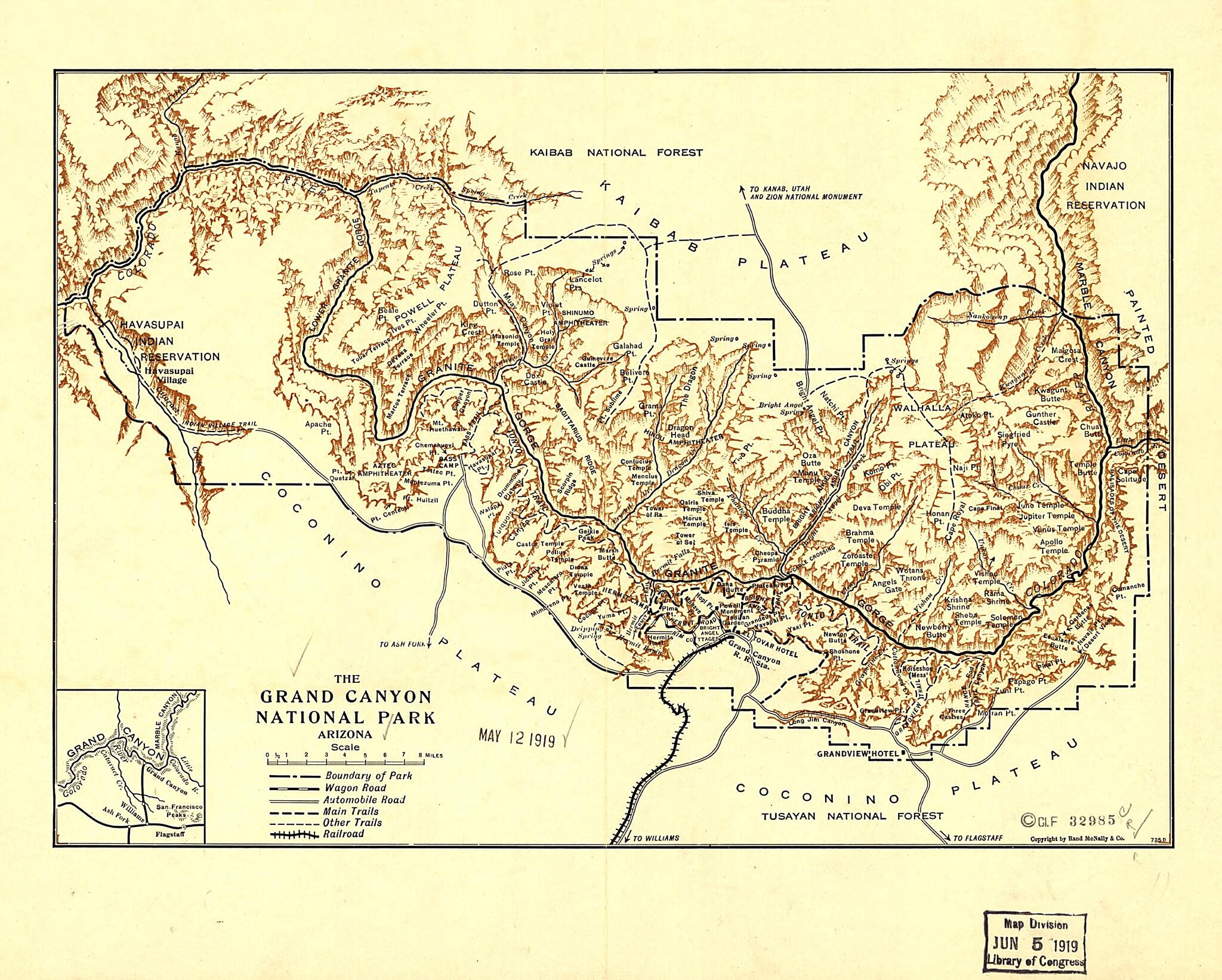 Grand Canyon National Park Arizona 1919 by Relic Map Company