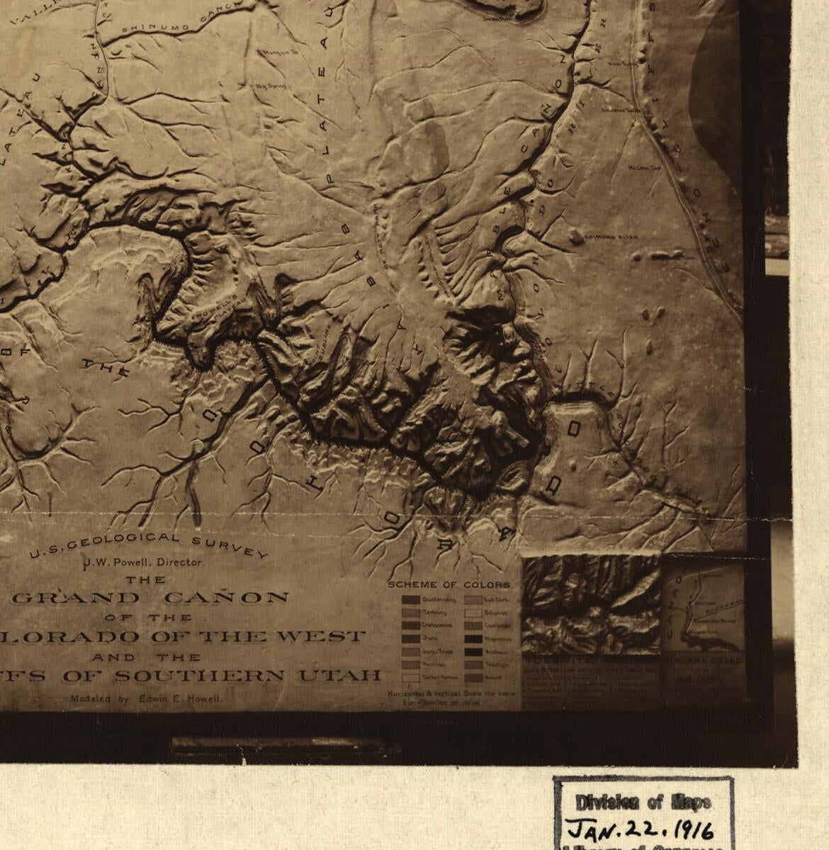 This old map of The Grand Canon sic of the Colorado of the West and the Cliffs of Southern Utah from 1910 was created by  Geological Survey (U.S.) in 1910