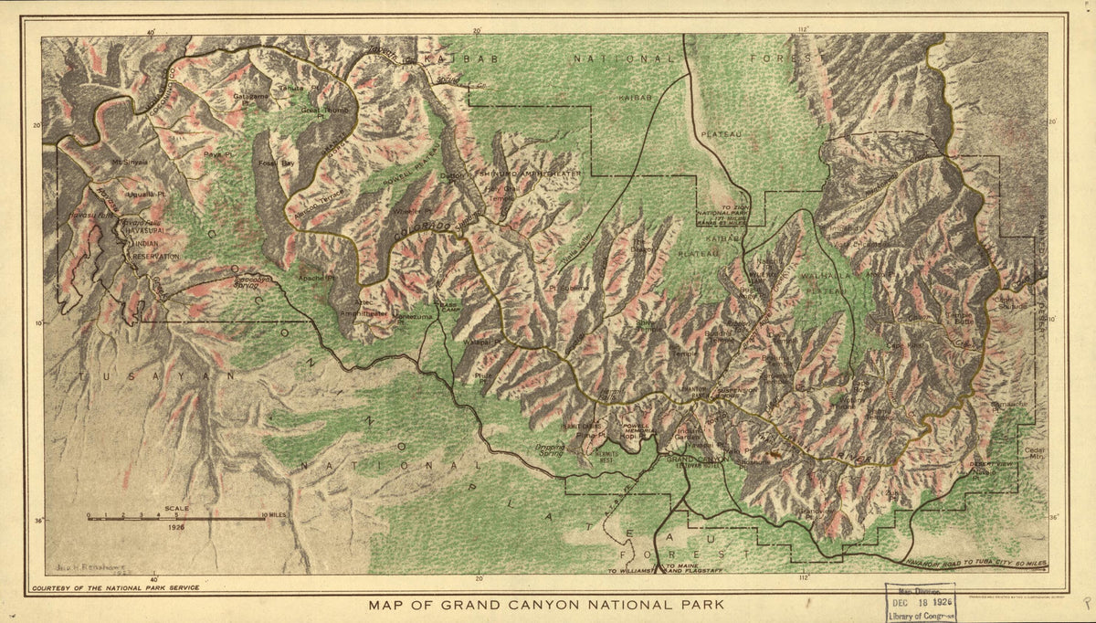 Map of Grand Canyon National Park 1926 by Relic Map Company
