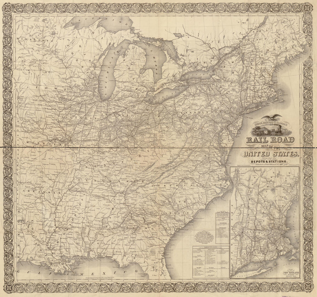 This old map of Rail Road Map of the United States, Showing the Depots & Stations from 1856 was created by Bridgman & Fanning Ensign in 1856