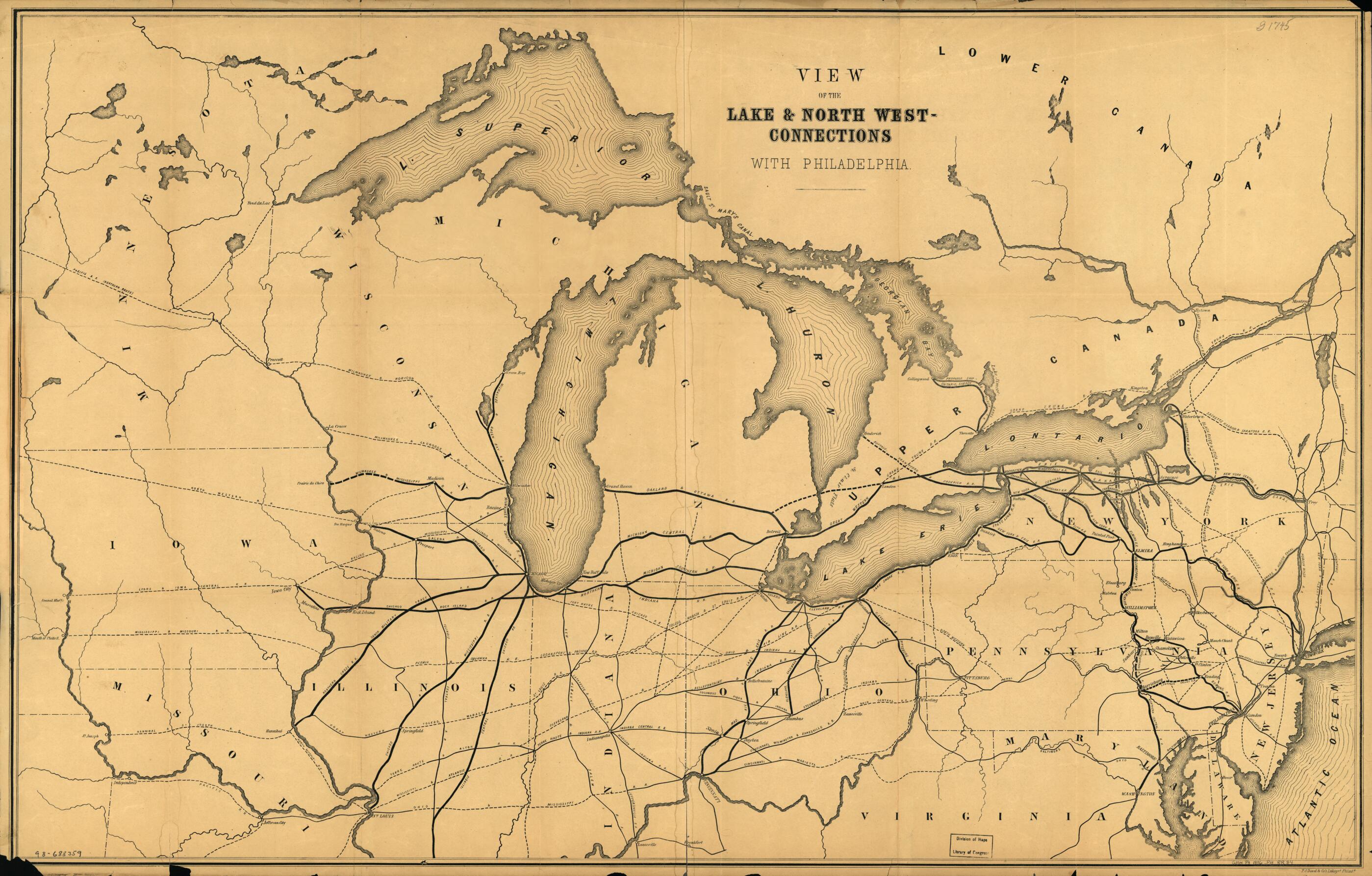 This old map of Connections With Philadelphia from 1856 was created by P.S. Duval & Co in 1856