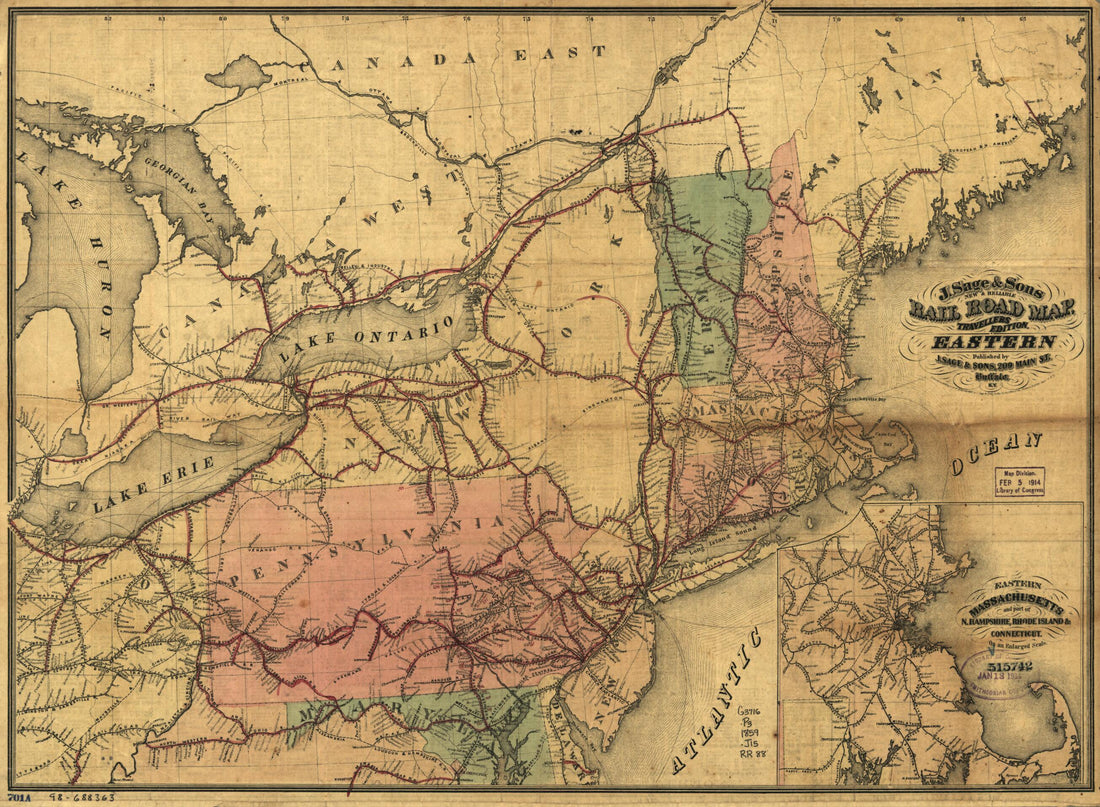 This old map of J. Sage & Sons New & Reliable Rail Road Map, Travellers Edition, Eastern from 1859 was created by Sage (J.) & Sons in 1859