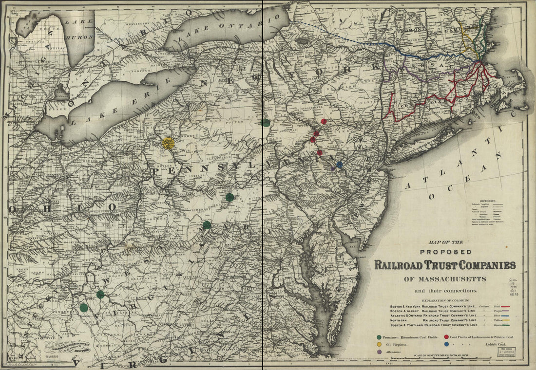 This old map of Map of the Proposed Railroad Trust Companies of Massachusetts and Their Connections from 1870 was created by G.W. & C.B. Colton & Co in 1870