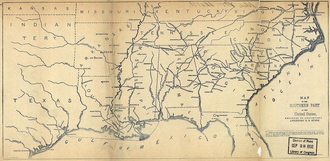 This old map of Map of the Southern Part of the United States, Designed to Accompany Appletons&