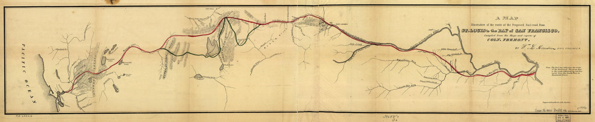 A Map Illustrative of the Route of the Proposed Railroad : From St. Louis to the Bay of San Francisco in 1850 by Relic Map Company