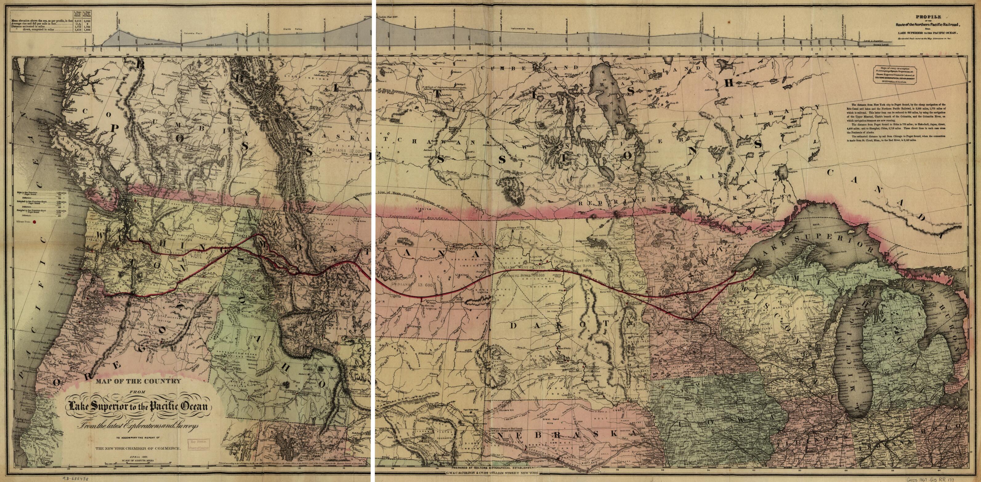 Map of the Country From Lake Superior to the Pacific Ocean. From the Latest Explorations and Surveys to Accompany the Report of the New York Chamber of Commerce, April in 1868 by Relic Map Company