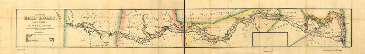 Map of the Rail Roads, From Rome to Albany and Troy, by One of the Engineers Who Assisted In Contructing, Prepared From Actual Survey in 1845 by Relic Map Company