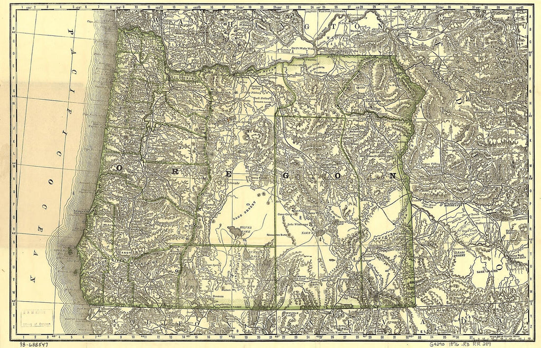 This old map of Indexed Map of Oregon Showing the Railroads In the State and the Express Company Doing Business Over Each, Also, Counties, Lakes & Rivers from 1876 was created by Rand McNally and Company in 1876