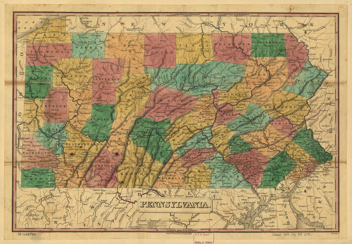 Pennsylvania 1829 by Relic Map Company