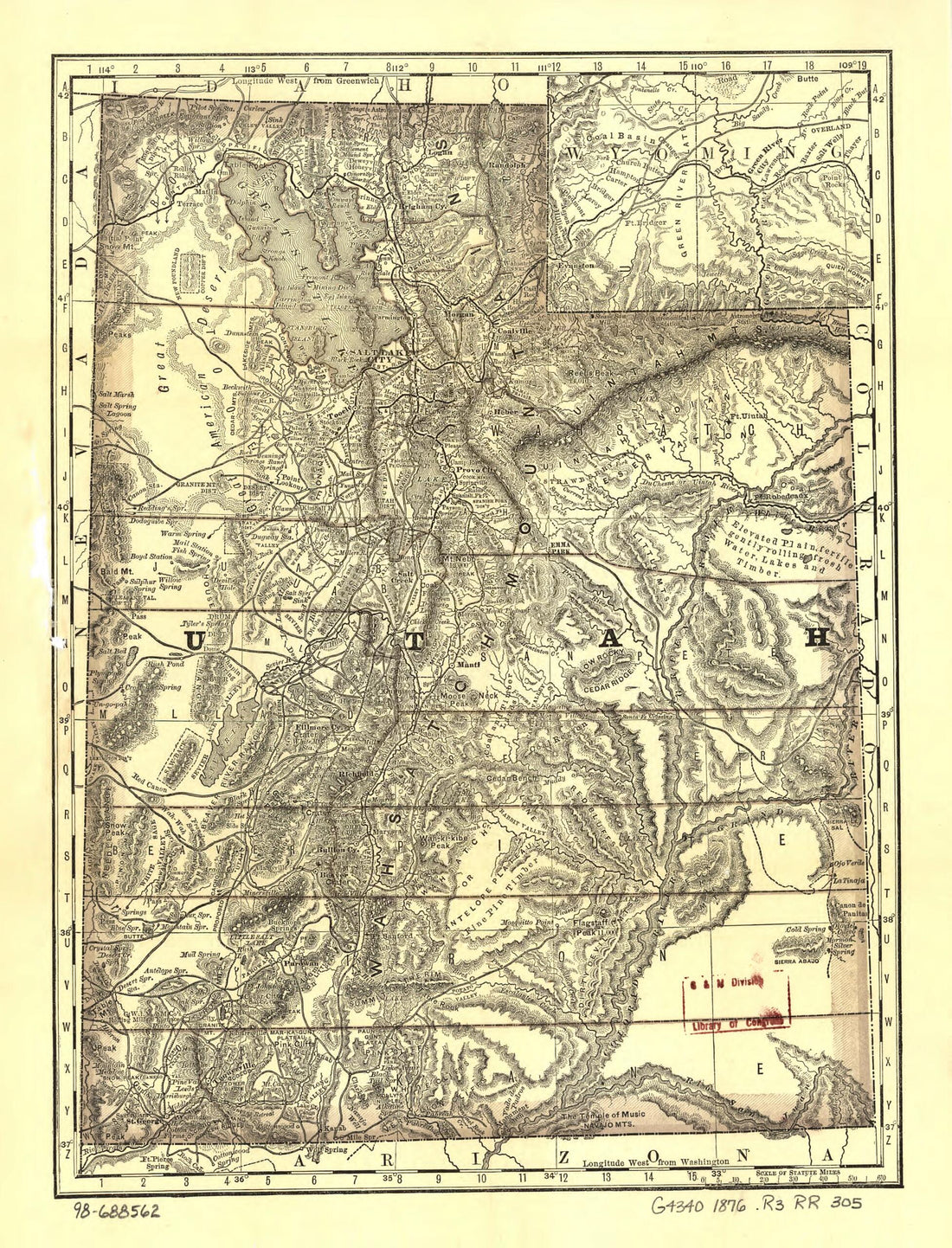 This old map of Indexed Map of Utah With a New and Original Compilation and Index from 1876 was created by Rand McNally and Company in 1876