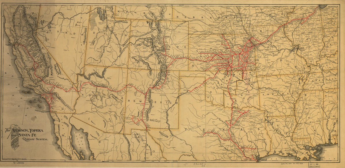 The Atchison, Topeka and the Santa Fe Railroad System, 1899 by Relic Map Company
