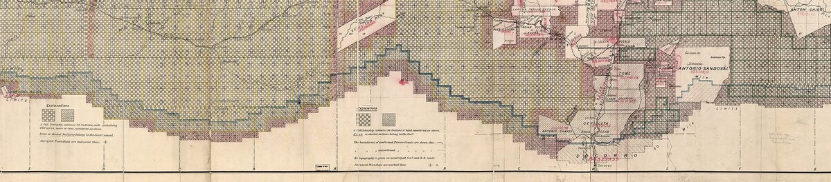 This old map of Map Showing the Location of the Road and the Land Grant of the Atlantic and Pacific Railroad In Arizona.. In New Mexico from 1883 was created by  Atlantic and Pacific Railroad Company in 1883