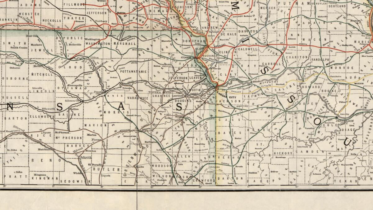 This old map of Chicago, Burlington & Quincy R.R. and Intersecting Lines, from 1883 was created by Burlington & Quincy Railroad Company Chicago,  Rand McNally and Company in 1883