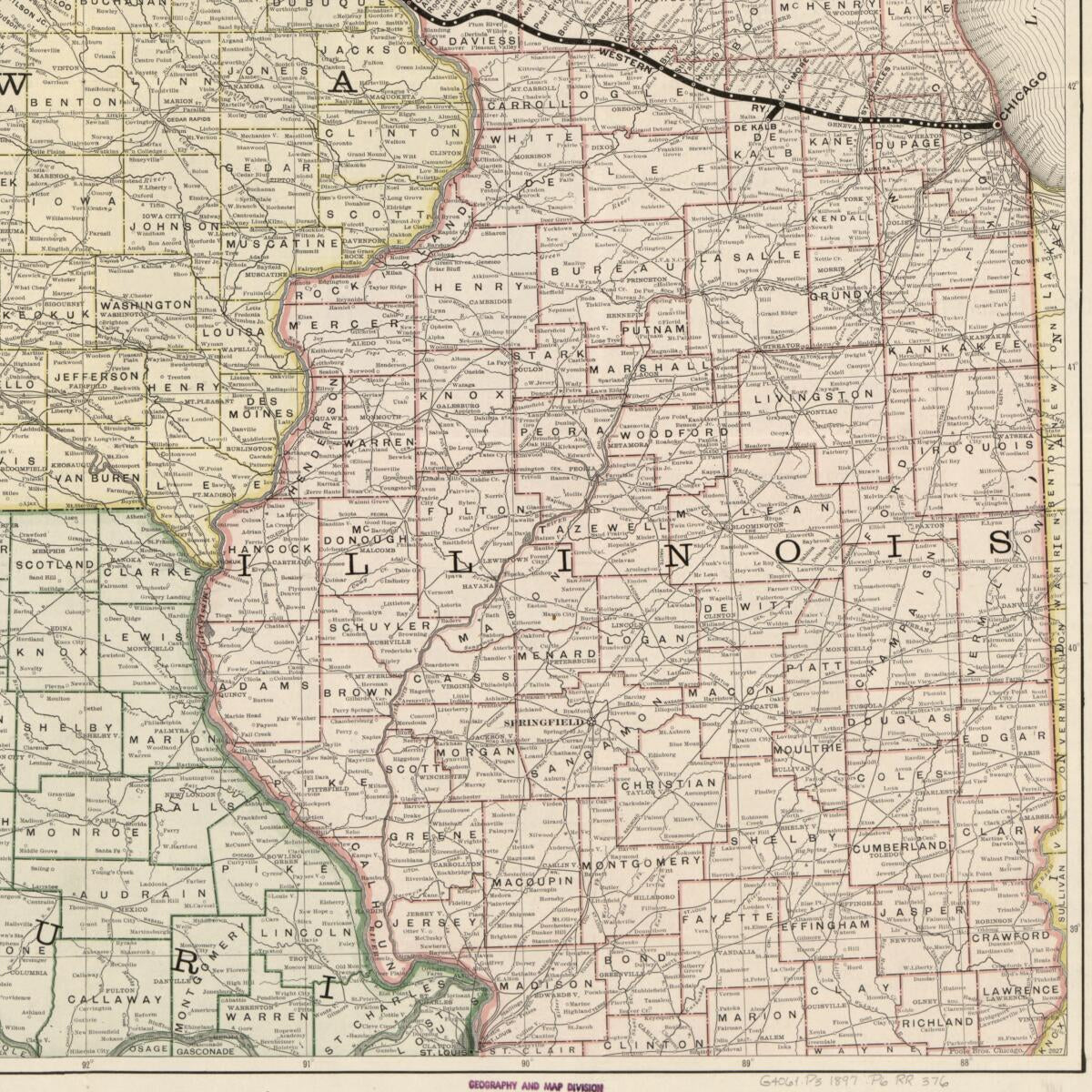 This old map of Chicago Great Western Railway Maple Leaf Route. from 1897 was created by  Chicago Great Western Railway Company,  Poole Brothers in 1897