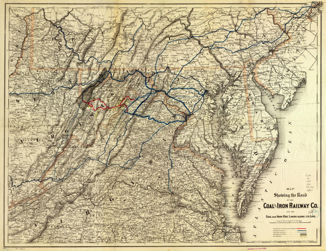 This old map of Map Showing the Road of the Coal and Iron Railway Co. and the Coal and Iron Ore Lands Along Its Line from 1882 was created by Coal and Iron Railway, G.W. & C.B. Colton & Co in 1882
