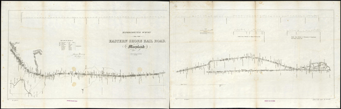 This old map of Experimental Survey for the Eastern Shore Rail Road, Maryland, Drawn by W. H. Emory & J. McClelland Asst. Civ. Engs., Made Under the Direction of James Kearney from 1853 was created by Eastern Shore Railroad, William H. (William Hemsley)