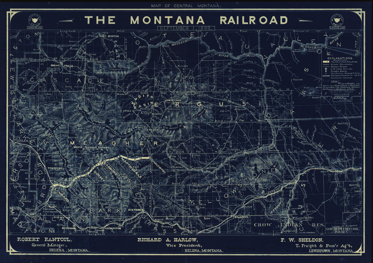 Map of Central Montana, the Montana Railroad, September 1, 1899 by Relic Map Company