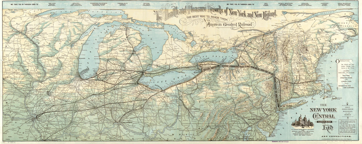 The New York Central & Hudson River R.R. and Connections 1893 by Relic Map Company