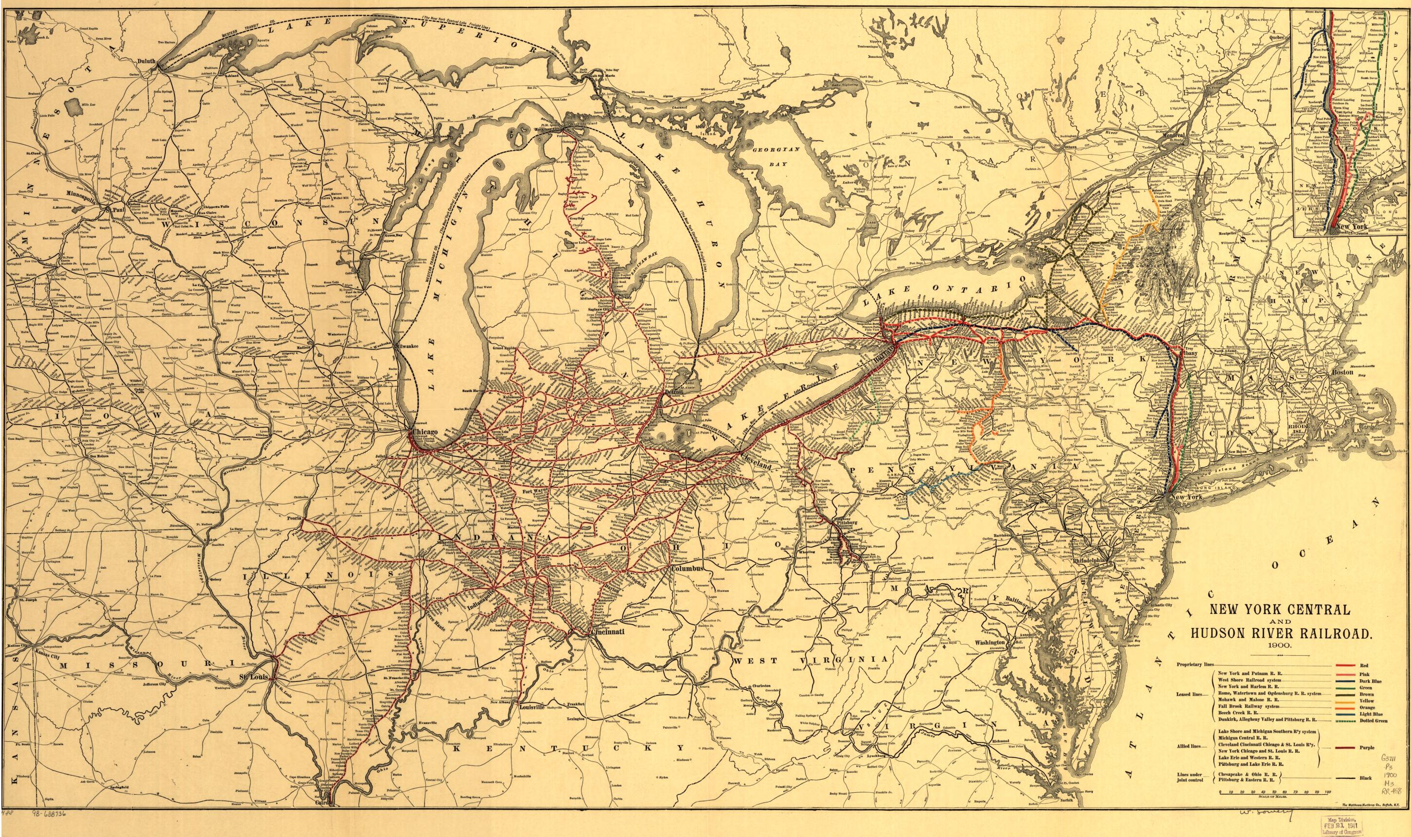 This old map of New York Central and Hudson River Railroad from 1900 was created by Northrup Company, New York Central and Hudson River Railroad Company in 1900