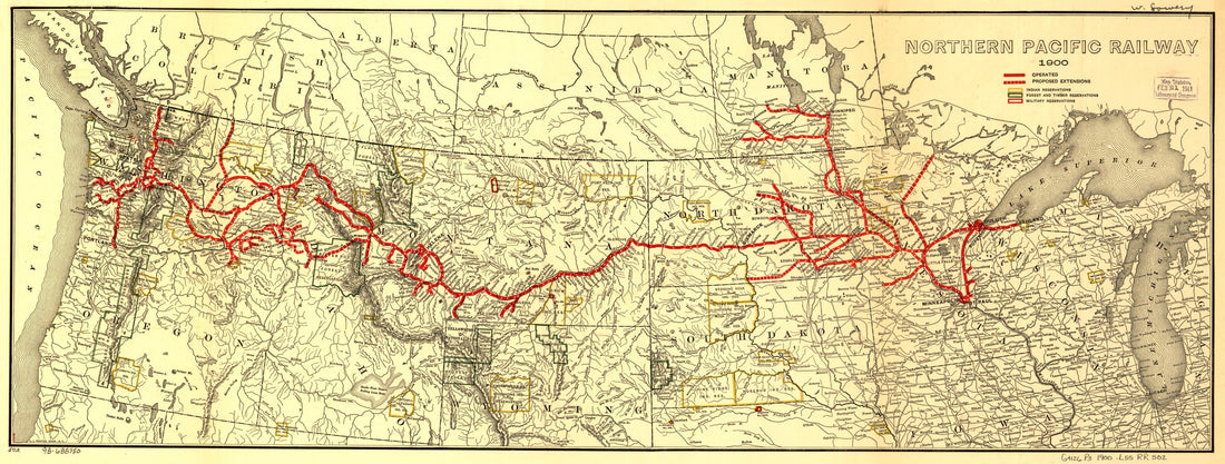 This old map of Northern Pacific Railway from 1900 was created by L.L. Poates Engr&