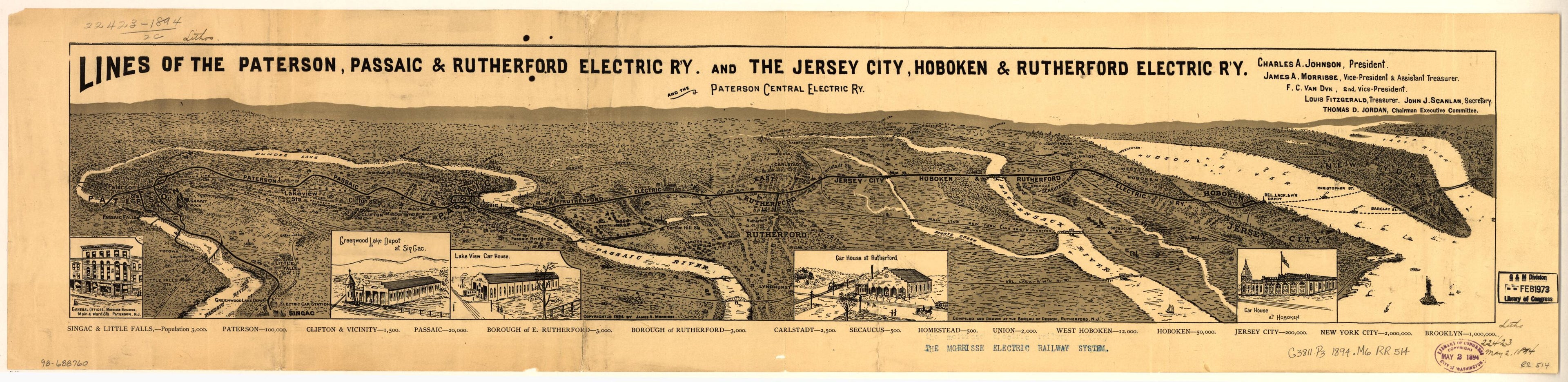 This old map of Lines of the Paterson, Passaic, & Rutherford Electric R&