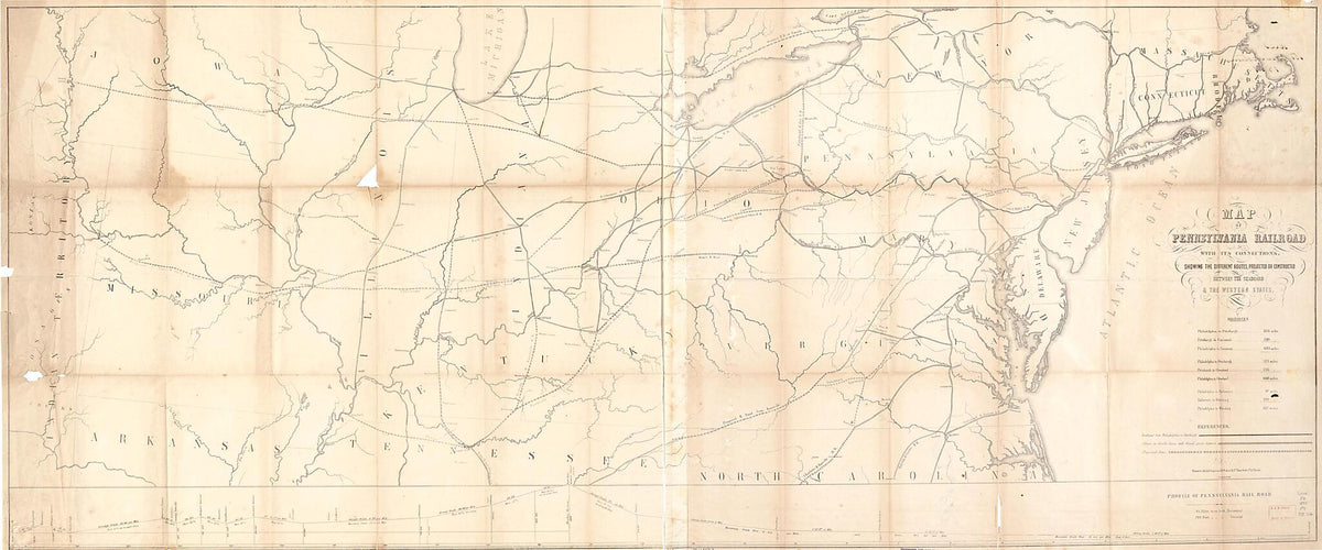 Map of Pennsylvania Railroad With Its Connections, Showing the Different Routes, Projected Or Constructed Between the Seaboard & the Western States 1851 by Relic Map Company