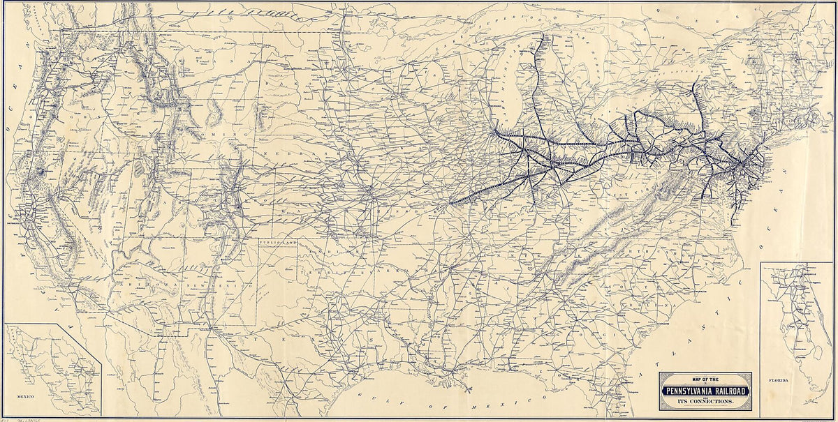Map of the Pennsylvania Railroad and Its Connections 1889 by Relic Map Company
