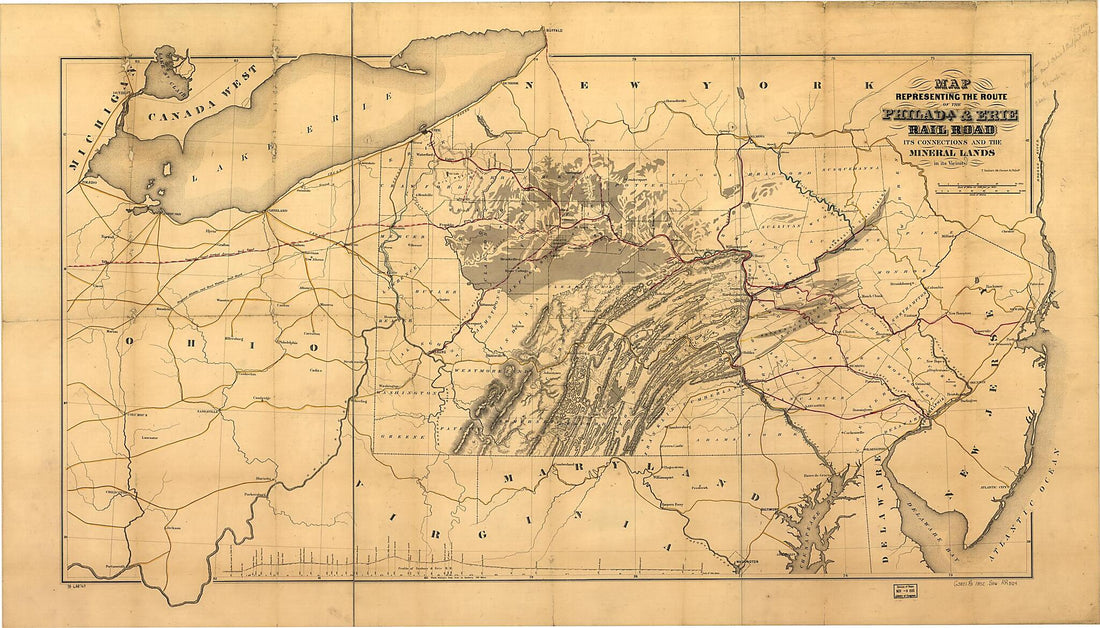 This old map of Map Representing the Route of the Philada. & Erie Rail Road Its Connections and the Mineral Lands In Its Vicinity from 1852 was created by Philadelphia and Erie Railroad, Thomas S. Sinclair in 1852