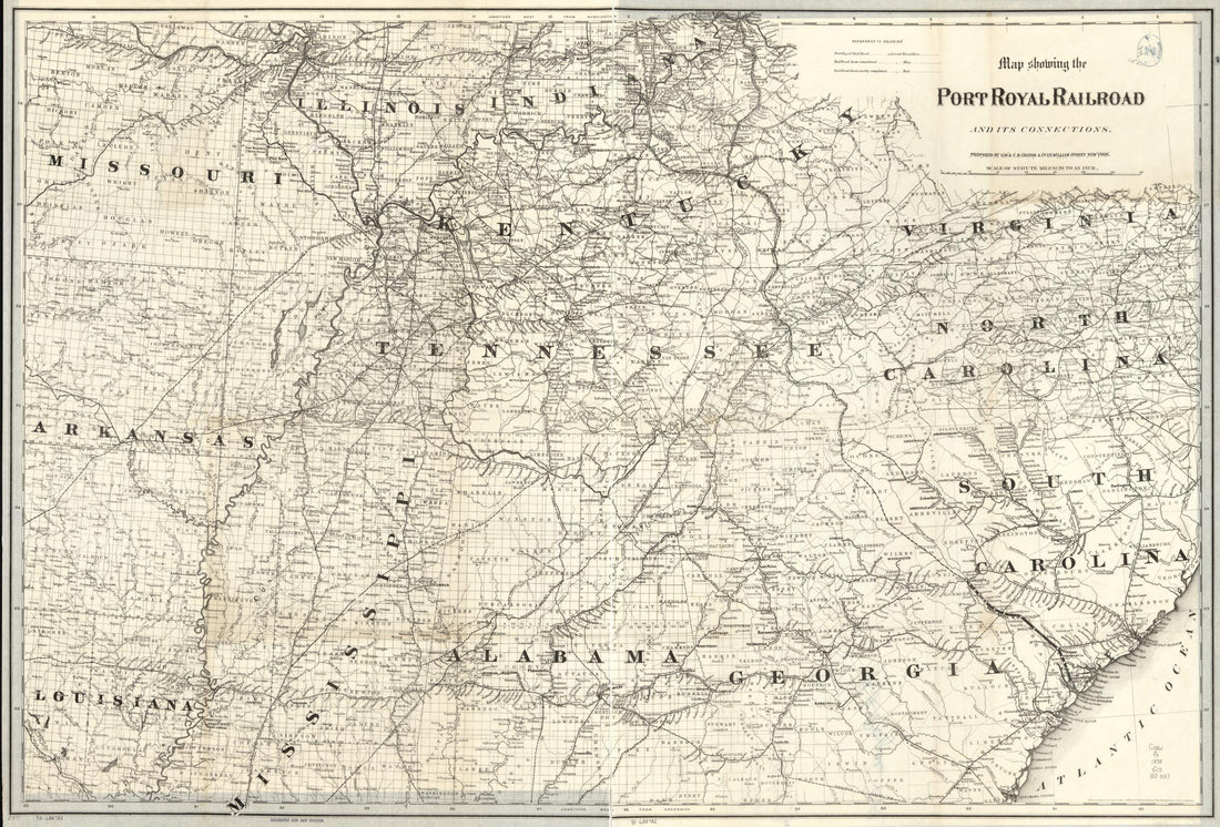 This old map of Map Showing the Port Royal Railroad and Its Connections from 1870 was created by G.W. & C.B. Colton & Co, Port Royal Railroad in 1870