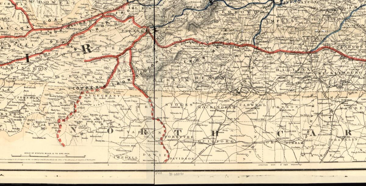 This old map of Map of the Richmond and Louisville R.R. Connecting the Railroads of Virginia With the Railroads of Kentucky On the Shortest Route East and West of the Mississippi Valley to the Atlantic Ocean from 1882 was created by  G.W. & C.B. Colton &