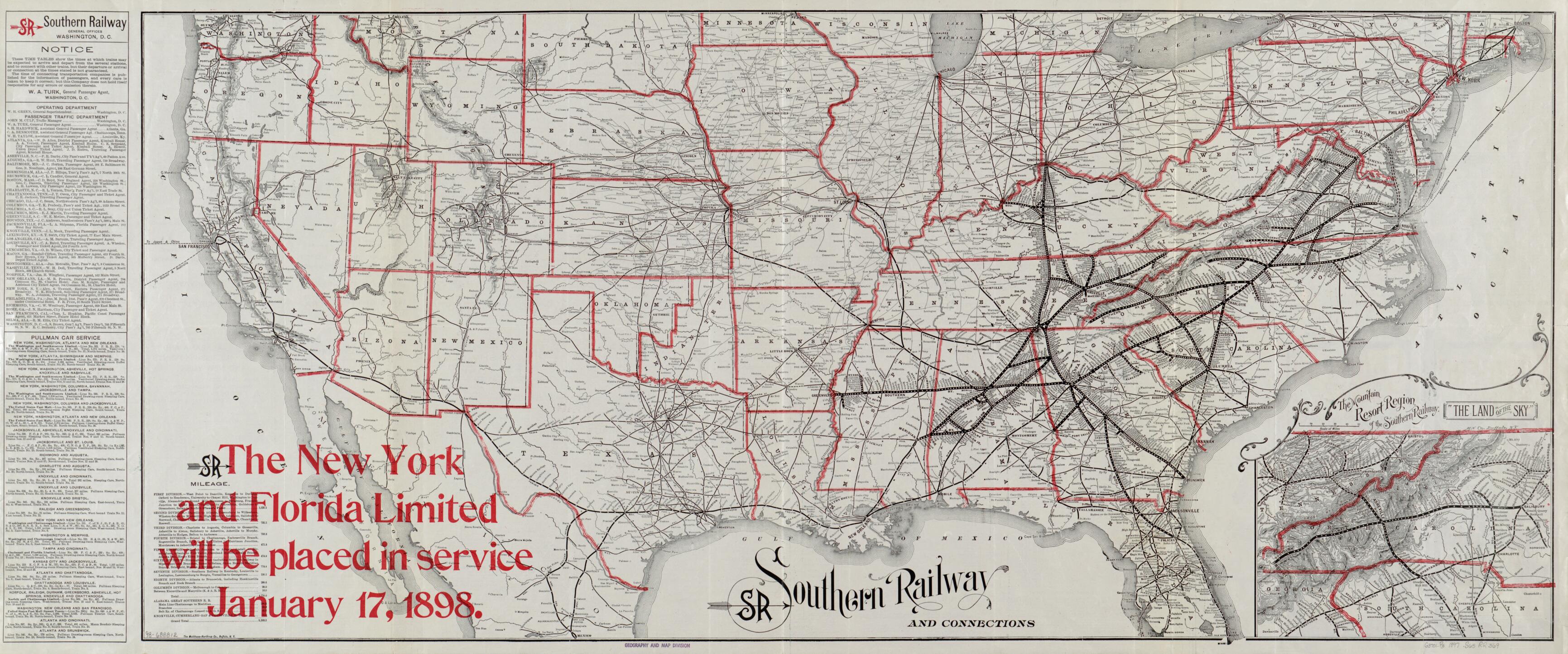 This old map of Southern Railway and Connections from 1897 was created by Southern Railway (U.S.) in 1897