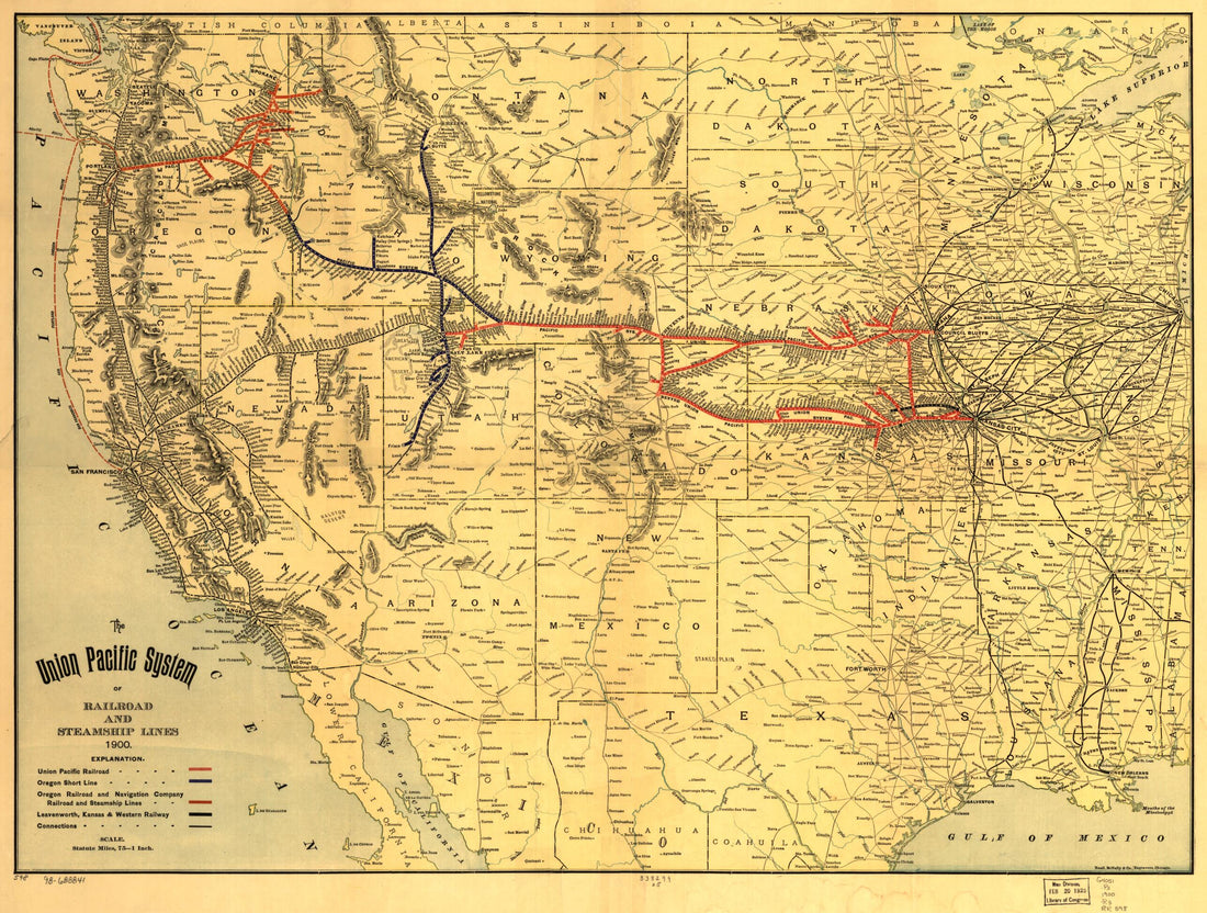 This old map of The Union Pacific System of Railroad and Steamship Lines, from 1900 was created by Rand McNally and Company, Union Pacific Railroad Company in 1900