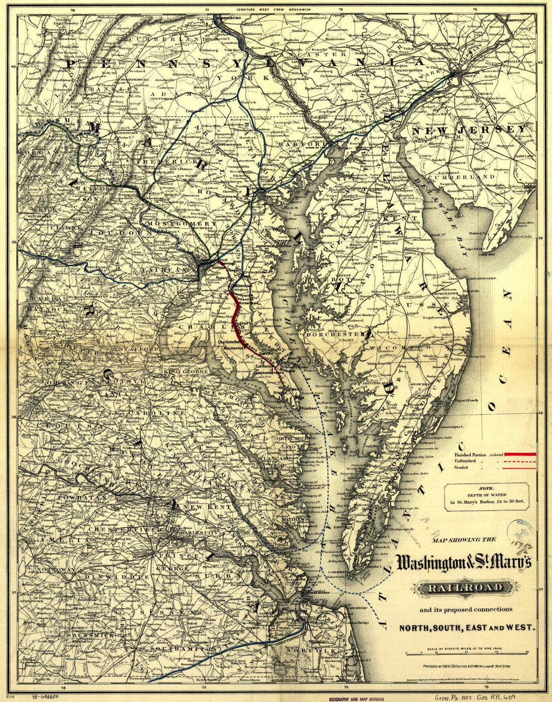 This old map of Map Showing the Washington & St. Mary&