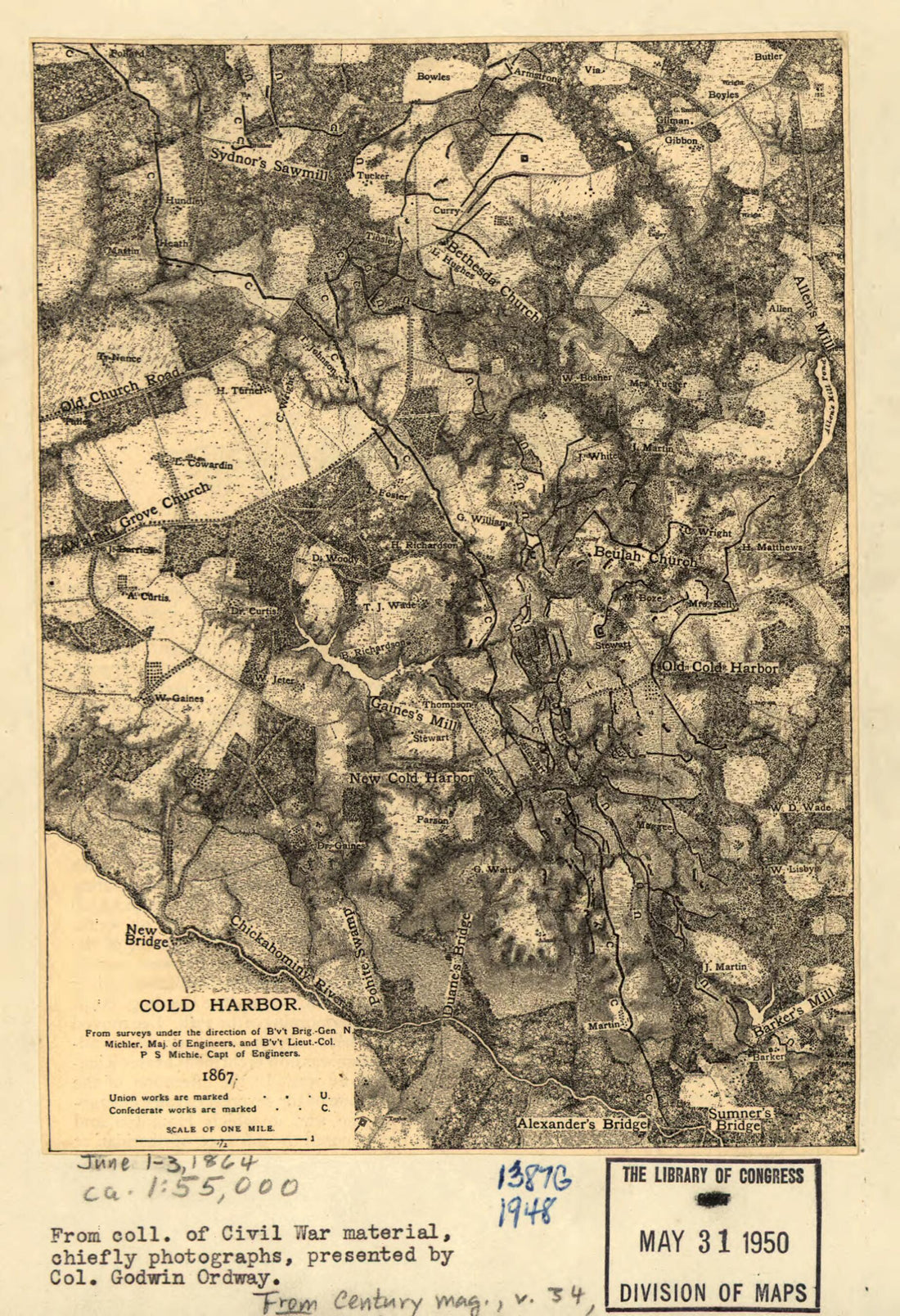 This old map of 3, 1864 from 1887 was created by Peter S. Michie, N. (Nathaniel) Michler in 1887