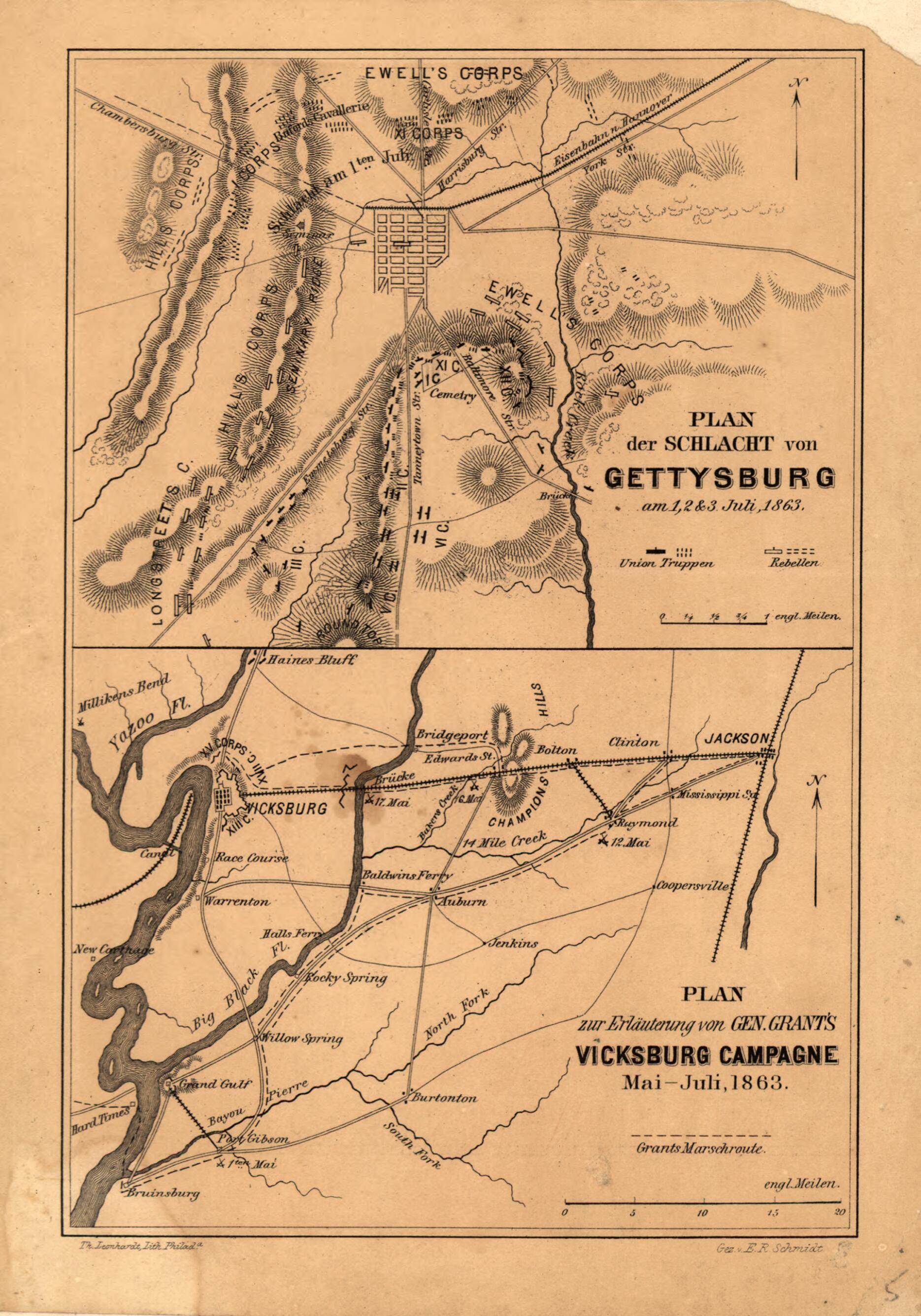 This old map of Plan Zur Erlauterung Von Gen. Grant&