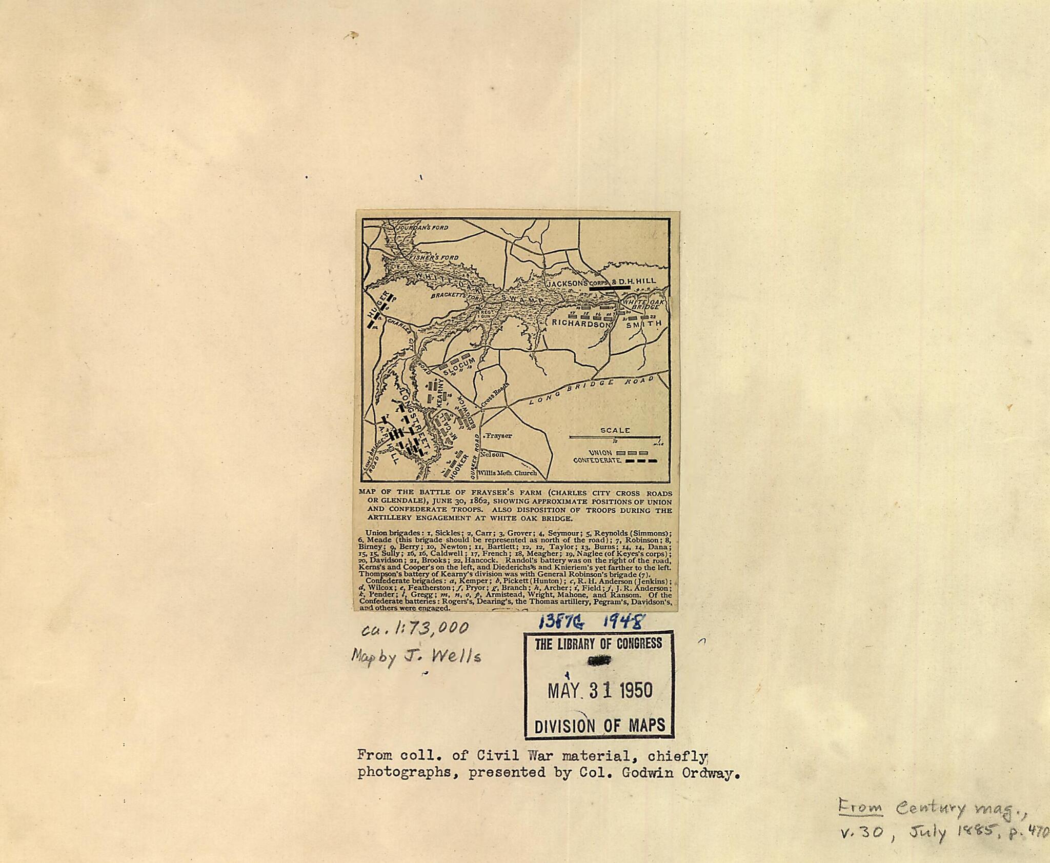 This old map of Map of the Battle of Frayser&