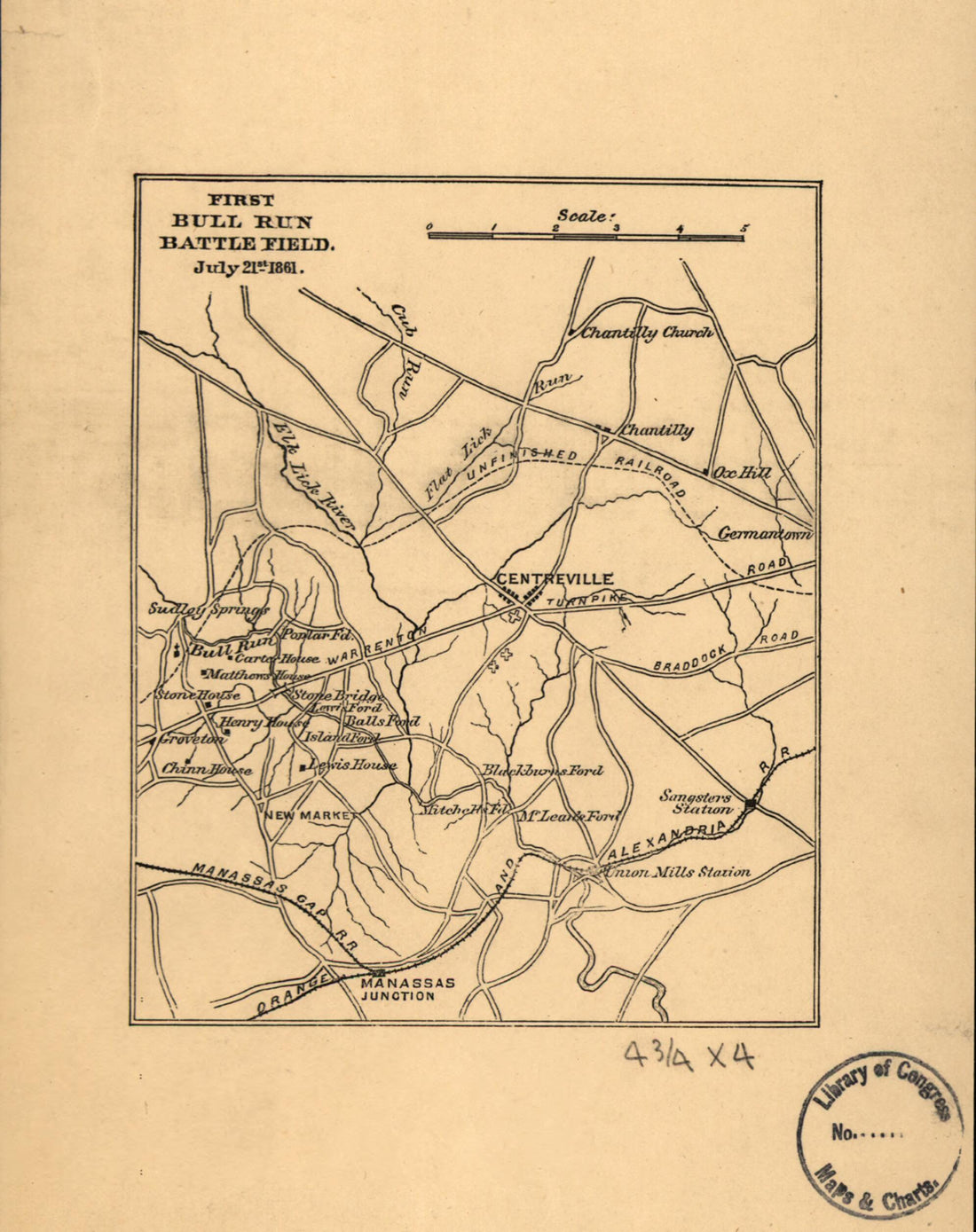 This old map of First Bull Run Battle Field, July 21st from 1861 was created by in 1861