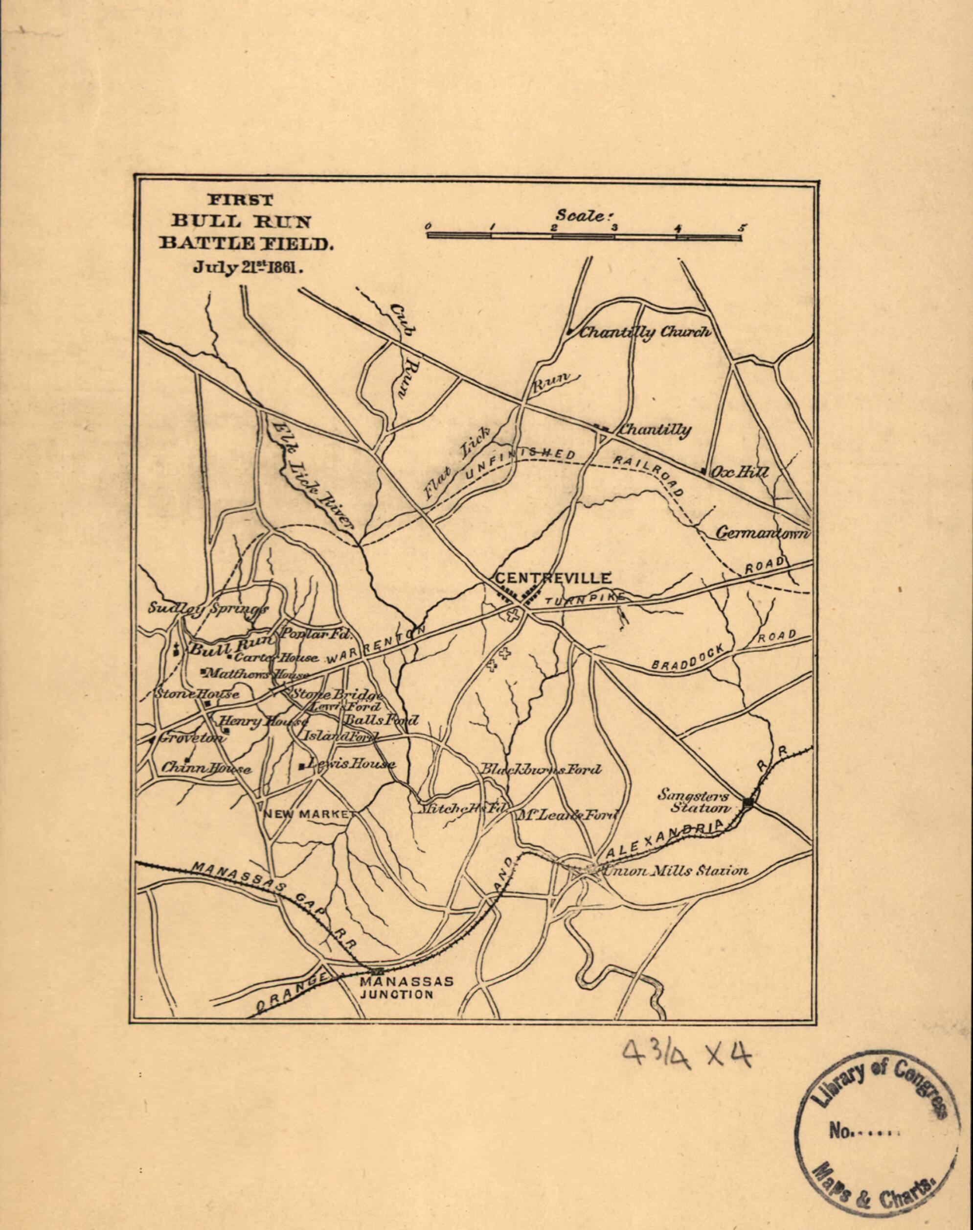 This old map of First Bull Run Battle Field, July 21st from 1861 was created by in 1861