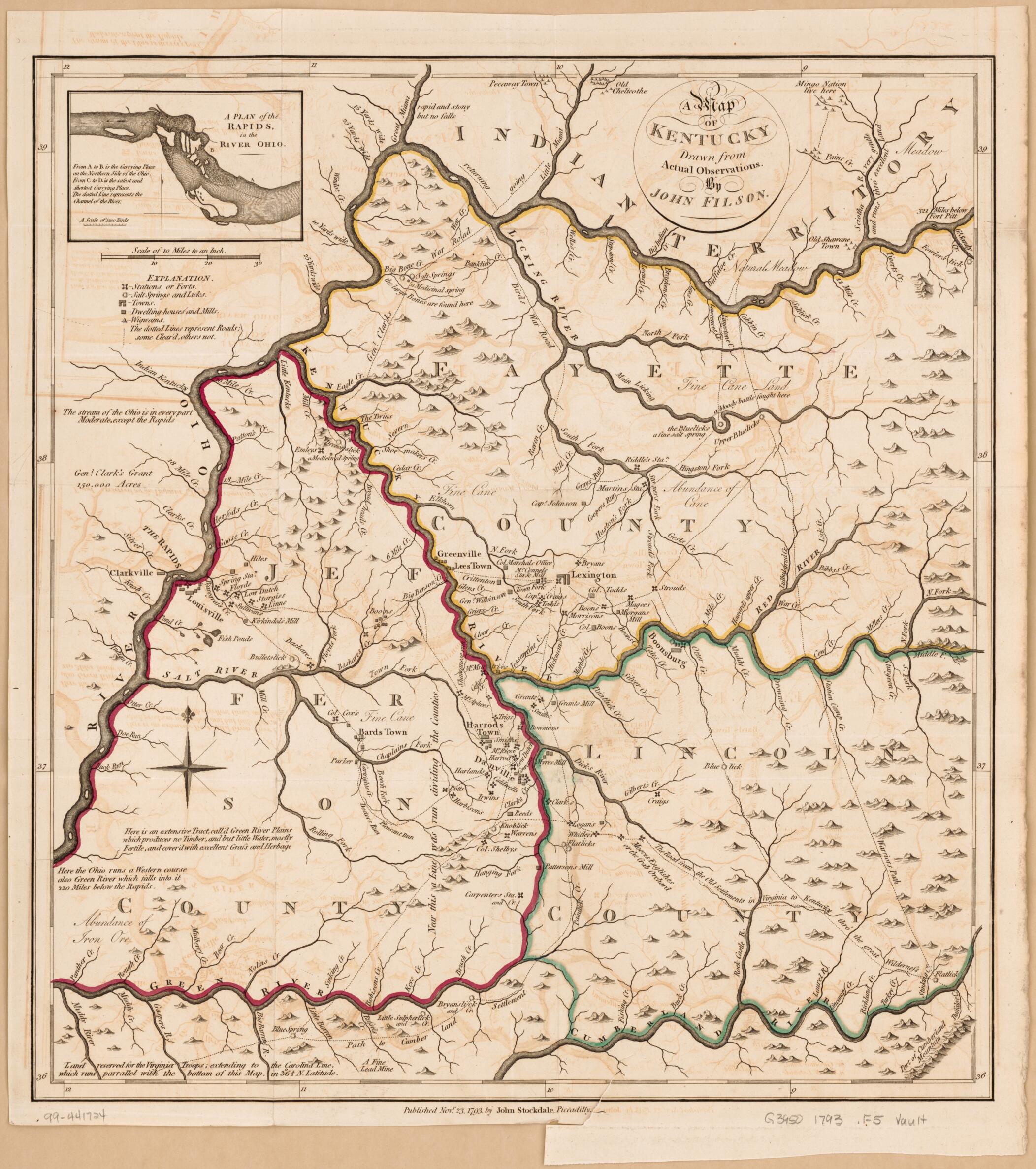 This old map of A Map of Kentucky from 1793 was created by John Filson in 1793
