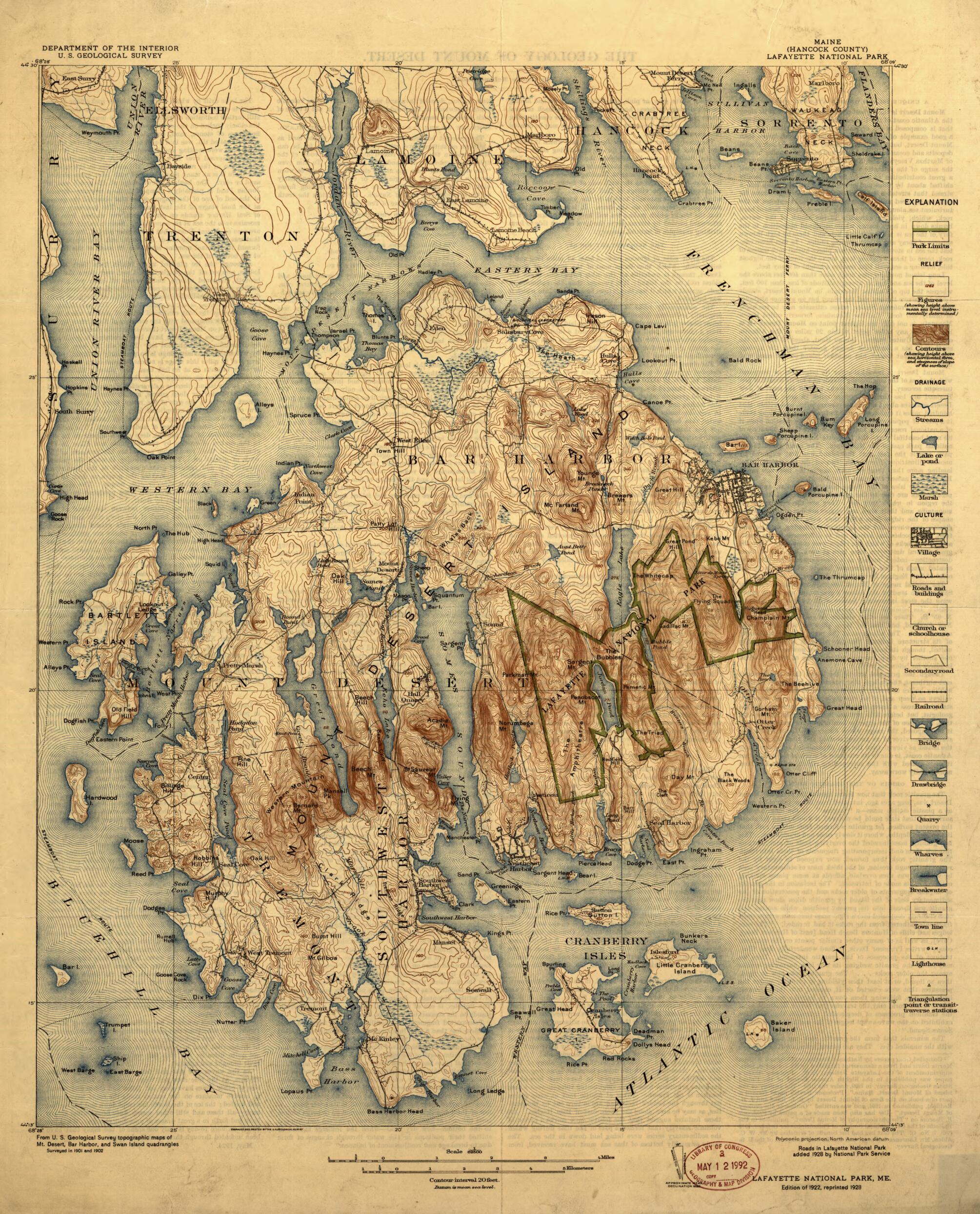 This old map of Maine from 1922 was created by Geological Survey (U.S.) in 1922