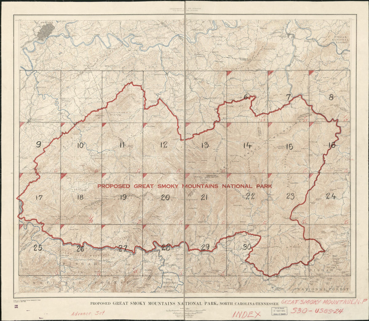 Proposed Great Smoky Mountains National Park 1928 by Relic Map Company