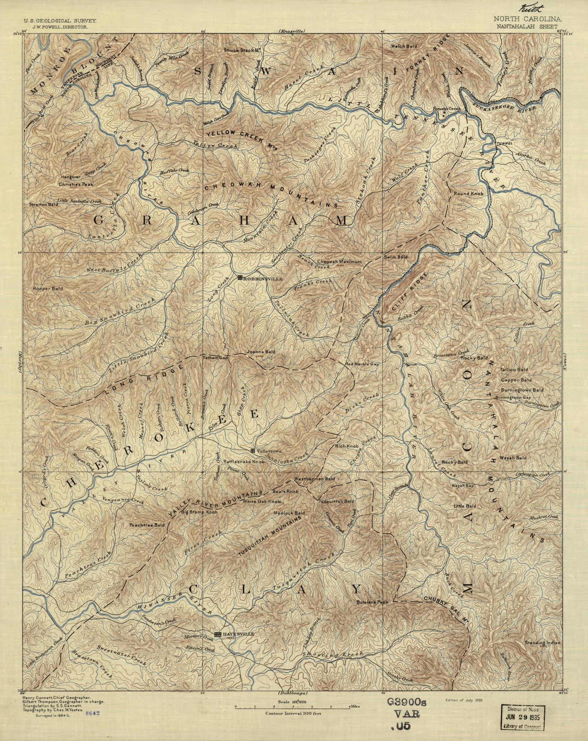 This old map of North Carolina from 1885 was created by Geological Survey (U.S.) in 1885