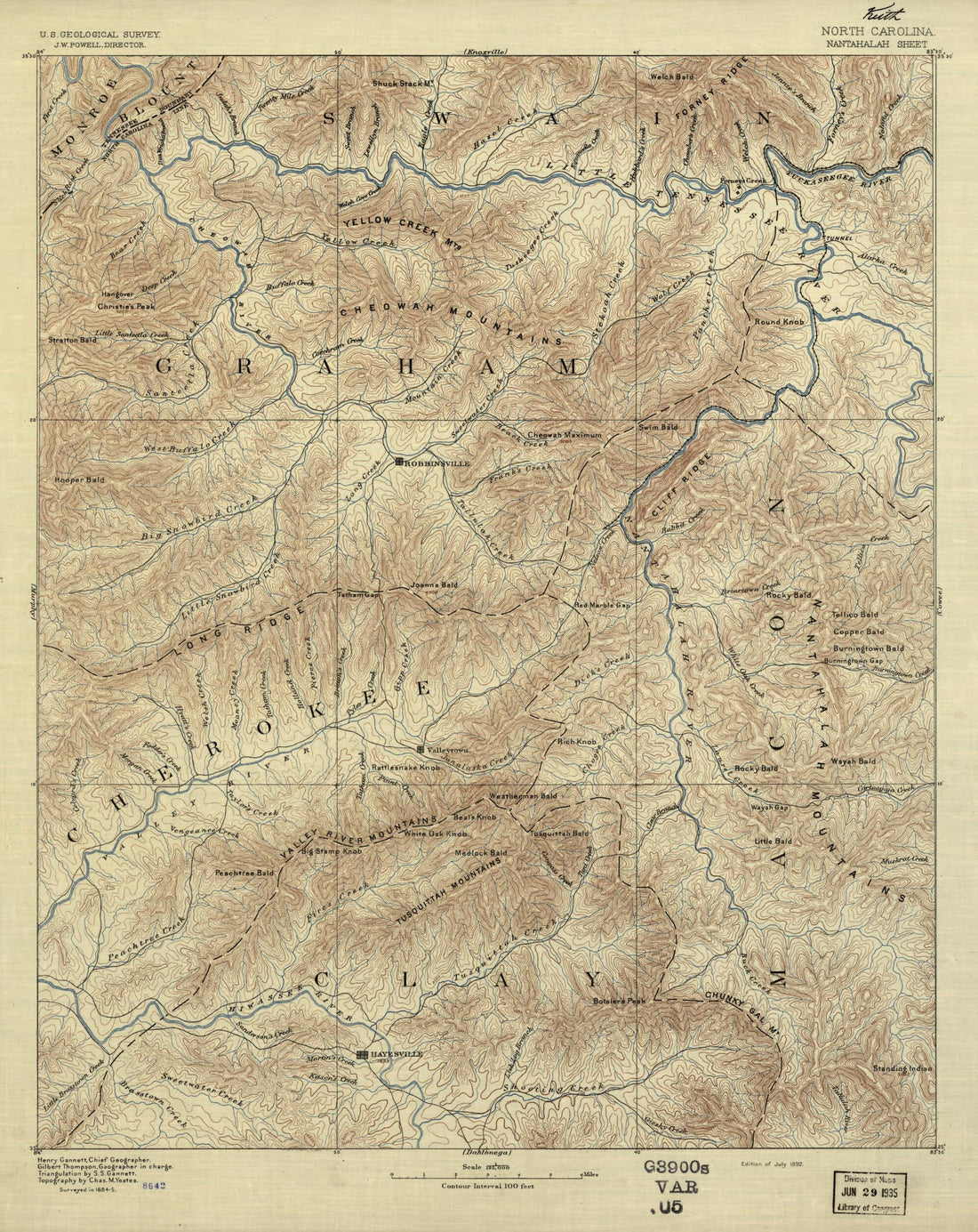 This old map of North Carolina from 1885 was created by Geological Survey (U.S.) in 1885