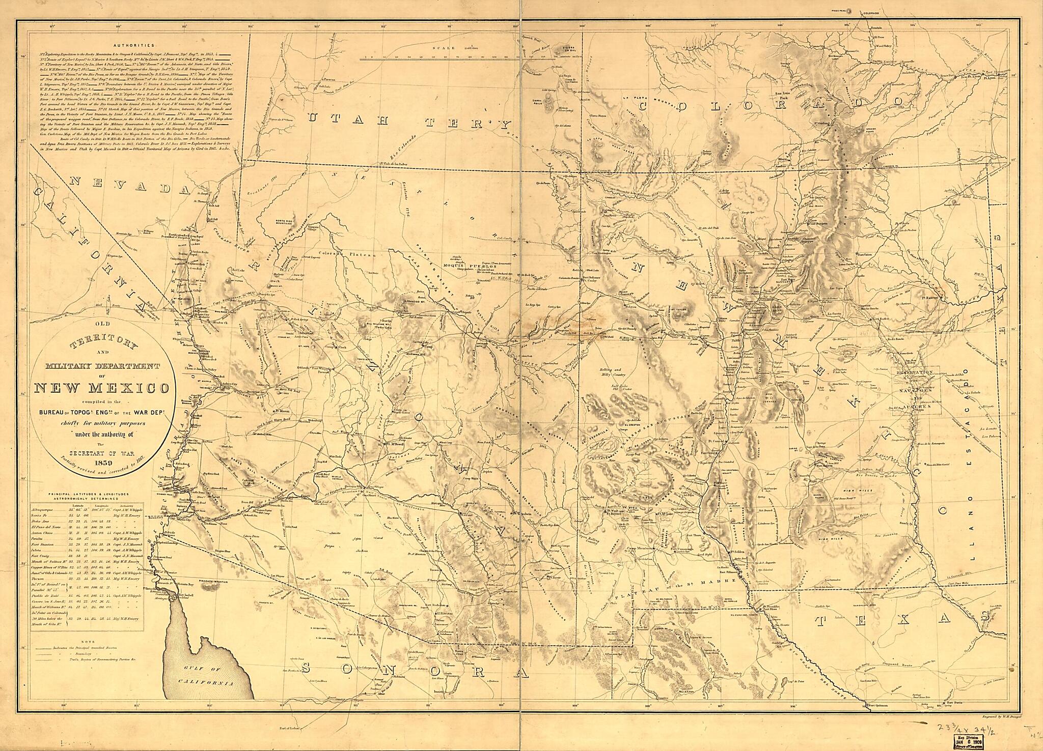 Old Territory and Military Department of New Mexico 1867 by Relic Map Company