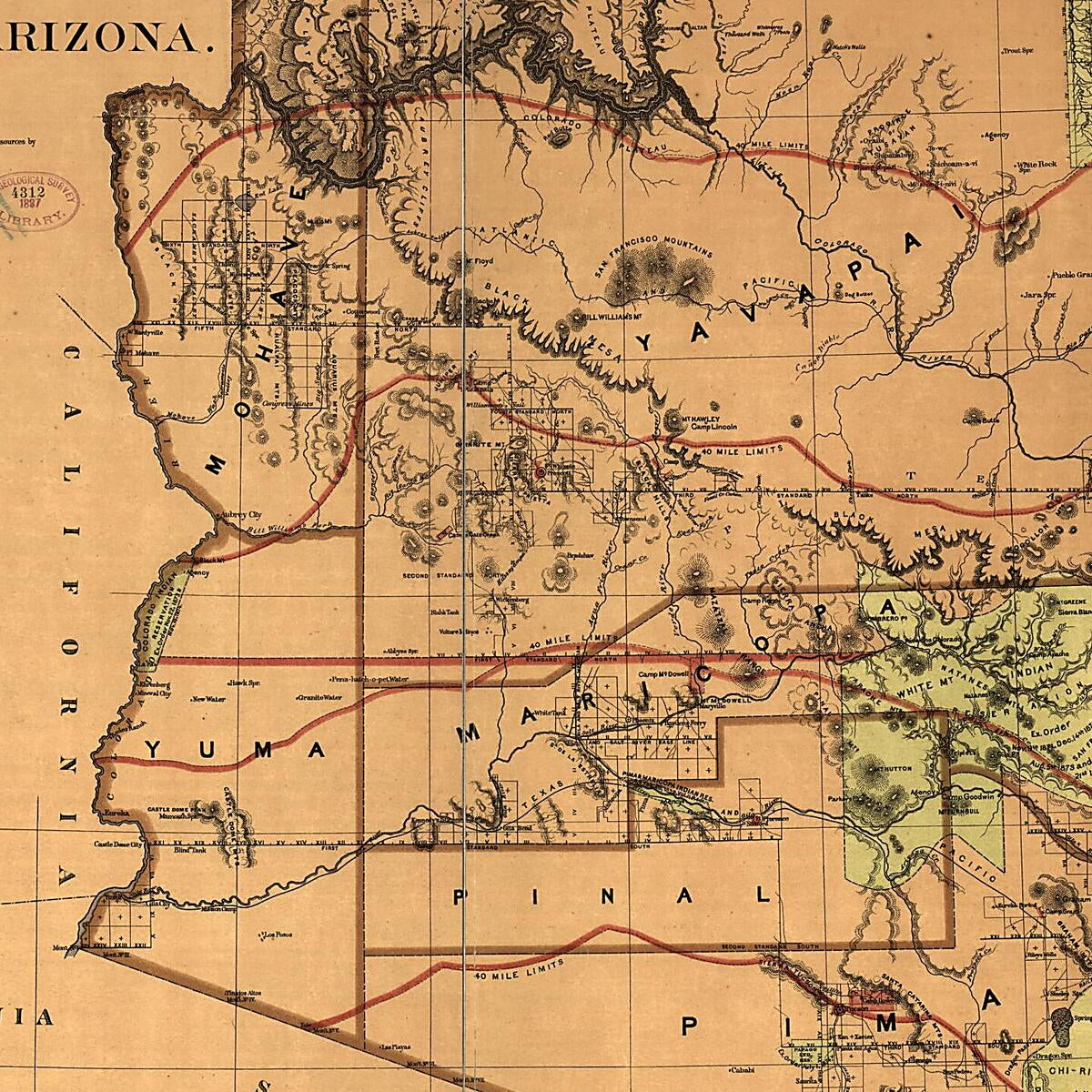This old map of Territory of Arizona from 1876 was created by  United States. General Land Office in 1876