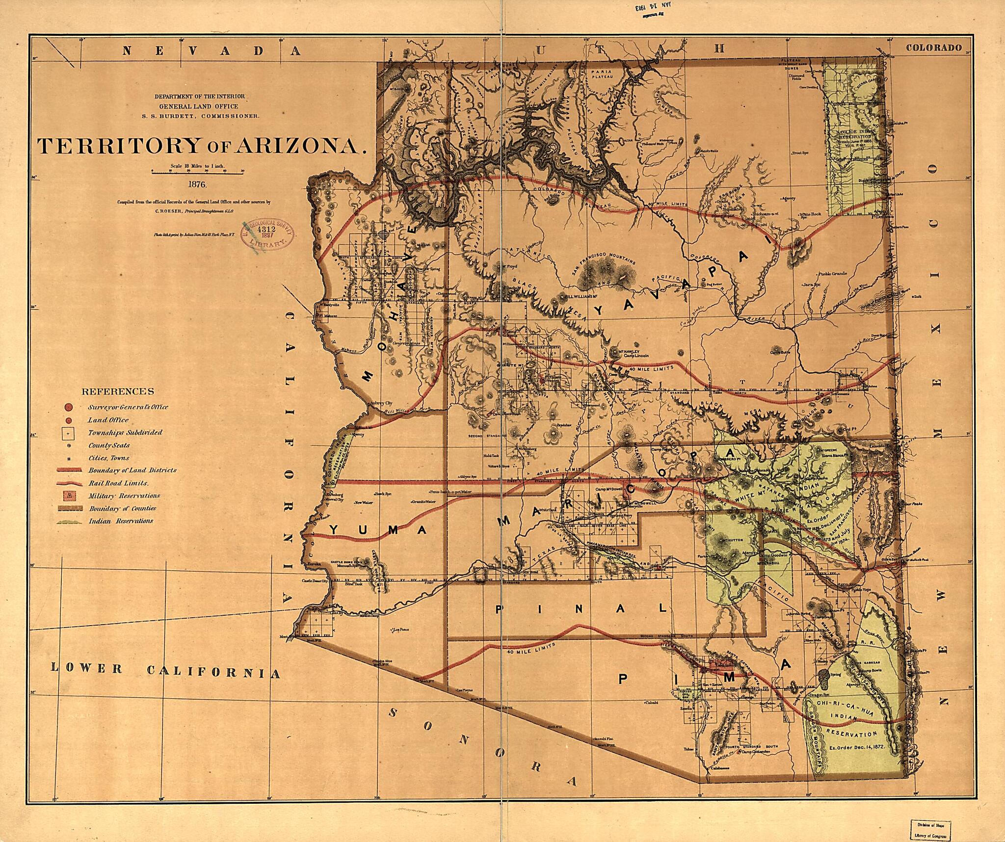 Territory of Arizona 1876 by Relic Map Company
