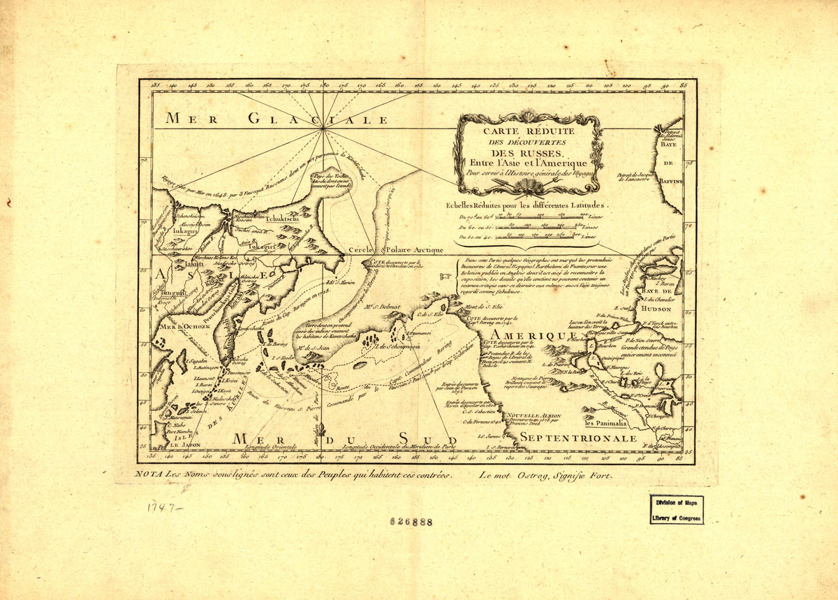Carte Réduite Des Découvertes Des Russes, Entre L&
