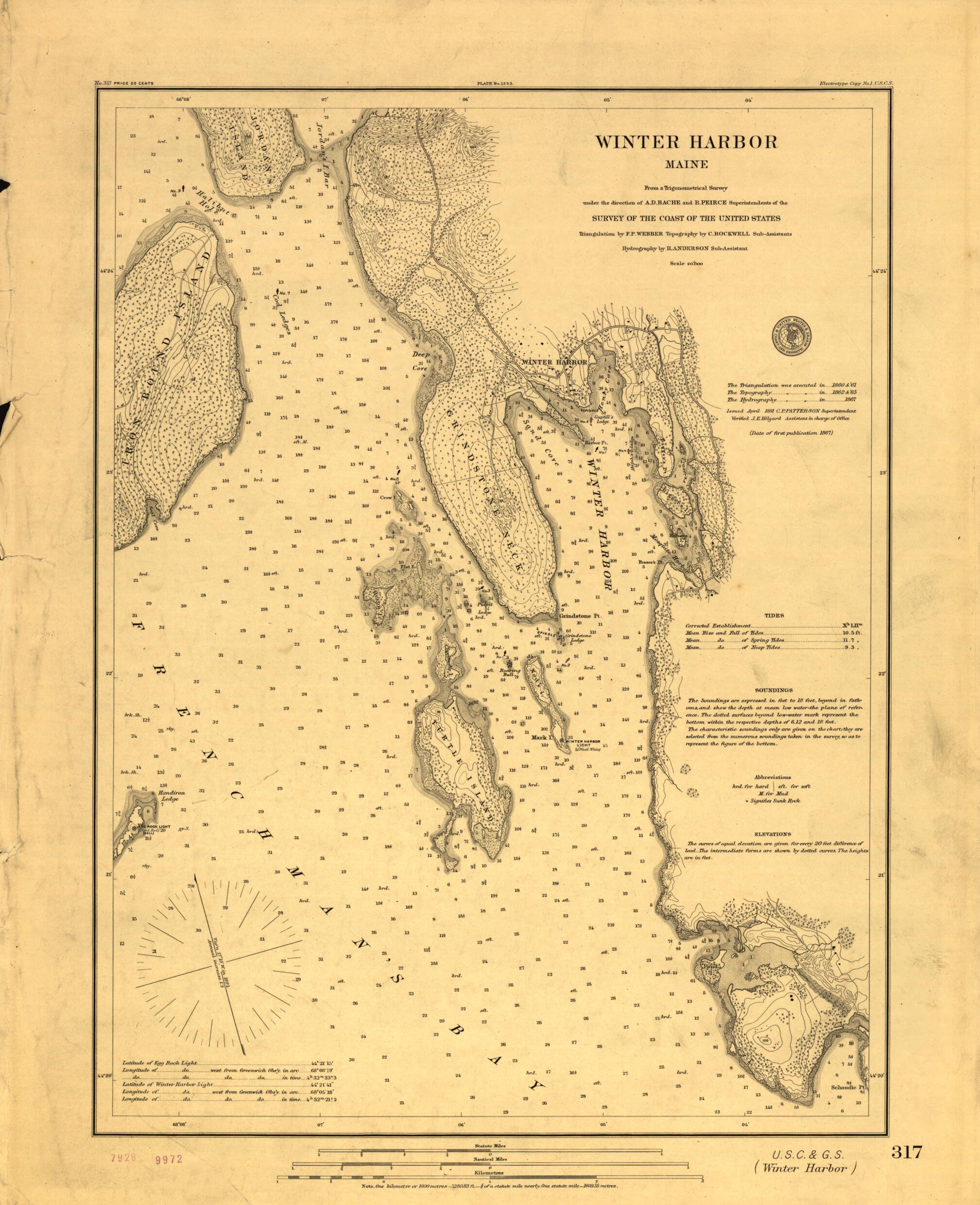 This old map of Maine from 1875 was created by U.S. Coast and Geodetic Survey in 1875
